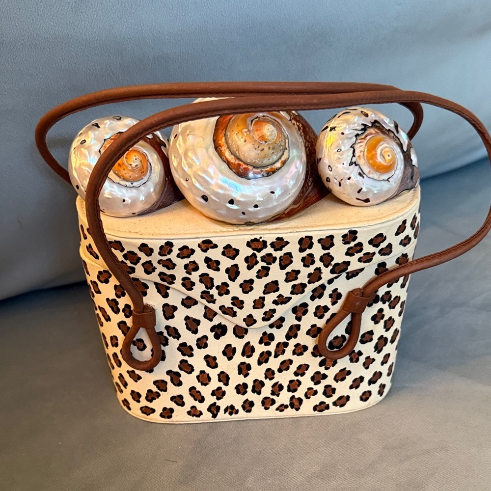 Leopard Print Women's Bag with Brown Accents